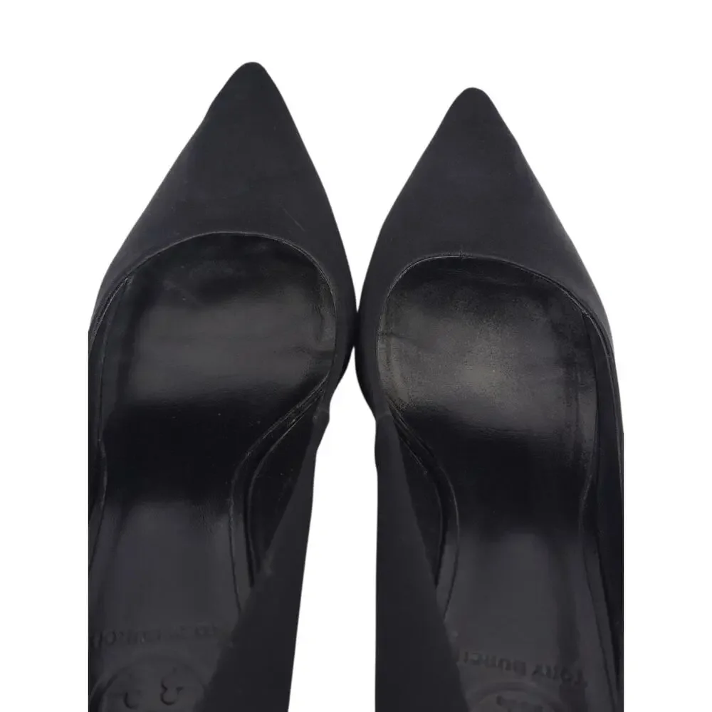 Tory Burch Satin Heels Black Pointed Toe Pumps